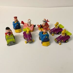 Vintage Peanuts Gang Pull Back Toys Lot Snoopy Woodstock Charlie Brown Lucy